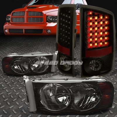 SMOKED HEADLIGHT+AMBER CORNER+SMOKED BLACK LED BRAKE TAIL LIGHT FOR 02-05 RAM - Изображение 1 из 4