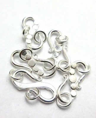 10 PCS 22X10MM SOLID COPPER BALI  S HOOK CLASP STERLING SILVER PLATED 639 DTH-23 - Image 1 of 3