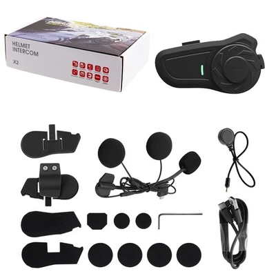 800M Intercom Bluetooth Motorcycle Bike Helmet Interphone Headset For 2 Riders - Image 1 of 4