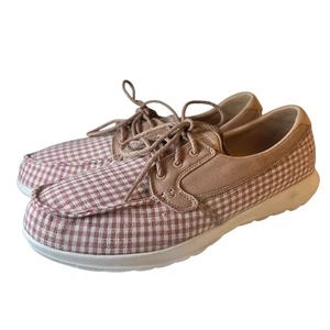 Skechers braun Gingham Go Walk Lite By The Sea Bootsschuh bequem Damen 10 NEU - Bild 1 von 6