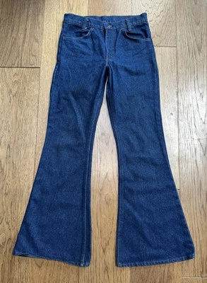 Vintage 70s Levi’s 784 Bell Bottom Orange Tab Jeans Mens Tagged 29x31 Denim Blue - Image 1 of 4
