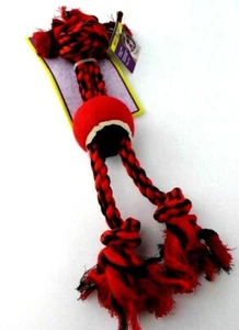 Multipet Nuts for Knots 15" 3 Knot Rope Tugs with Tennis Ball RED - Picture 1 of 6