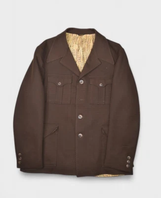 Vintage Leisure Suit Jacket Mens L Brown 70s Blazer Lined Western Polyester - Image 1 of 4