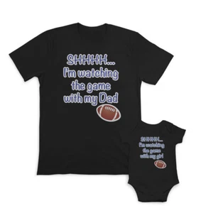 Dad and Baby Matching Outfits Clothes Watching Game My Dad Rugby Ball - Girl - Picture 1 of 6