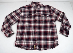 Vintage Flannel Shirt JACHS Size L Y2K Maroon Plaid Charcoal Ivory - Picture 1 of 15