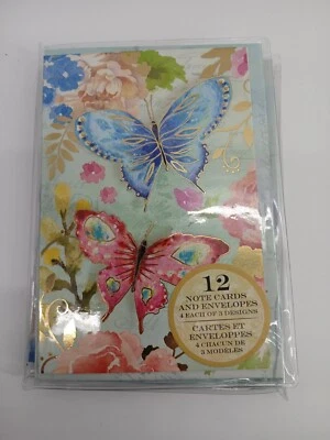 Punch Studio Floral Butterfly Notecards/ Envelopes Floral Butterfly Gold - Image 1 of 4