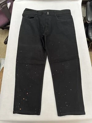 Pantalones de mezclilla Givenchy Paris para hombre calce recto desteñido Italia negros $840 talla 36 Foto 1 de 4
