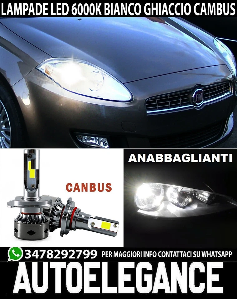 PER FIAT CROMA 2005-2011 LAMPADE ANABBAGLIANTI LED H7 6000K 12.000 LUMEN CAMBUS - Immagine 1 di 4