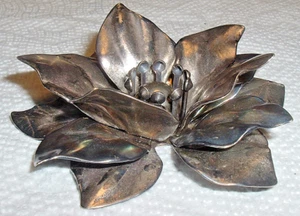 Vintage JAN MICHAELS SAN FRANCISCO Statement BLUMEN BROSCHE versilbert TOP - Bild 1 von 8