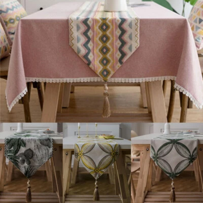 Table Runner Geometric Jacquard Dining Wedding Bed Party Tablecloth Tea Cover - Image 1 of 4