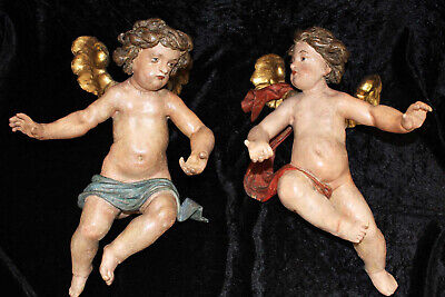 Paar Aussergewöhnlich Schöne Große Barocke Engel 18.Jahrhundert • 1,100€