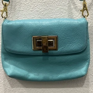 ROWALLAN CHELE JACLYN LEATHER CROSSBODY PURSE BLUE CURACAO SMALL - Picture 1 of 19