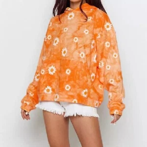 Women Floral Soft Spring Hoodie sweatshirt Long Skeeve Orange M - Picture 1 of 8