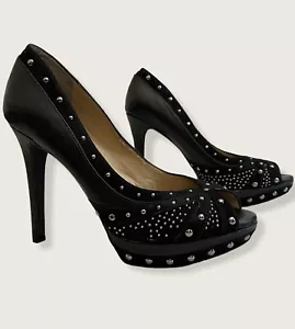Tacones altos de aguja negros tachonados Gianni Bini talla 7,5 impresionantes - Imagen 1 de 12