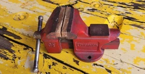 Vintage 3 1/2" Companion Schraubstock rot Amboss Backenschrauben für Werkbank oder Tisch - Bild 1 von 7