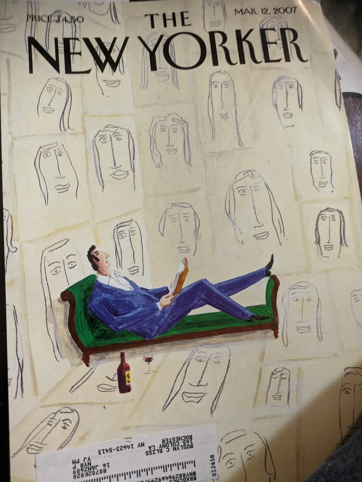 MARCH 12 2007 NEW YORKER vintage magazine - MAN IN ROOM, COUCH Foto 1 de 1