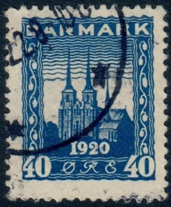 DINAMARCA. 1921. #160. Reunión. 40 Øre azul, variedad GANCHO EN 4. VF usado (PK2309) - Imagen 1 de 2