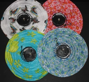 4 Battery-operated, Assorted Printed Chinese / Japanese Paper Lanterns 12" or 8" - Picture 1 of 1