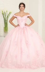 Layla K LK260 Glitter Floral Embroidered Tulle Quinceanera Gown - Picture 1 of 6