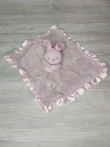 Small Wonders Pink Cute Bunny Rabbit Security Blanket Lovey Rattle Satin Trim - Picture 1 of 4