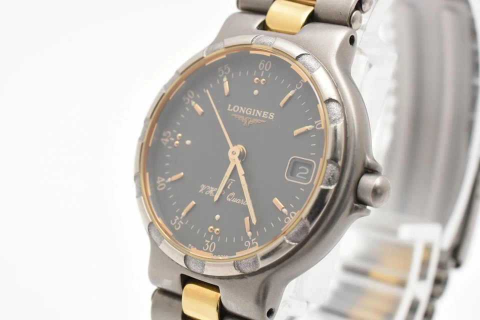 ⏯ [CASI COMO NUEVO] LONGINES Conquest VHP Titanio Esfera Negra Cuarzo Reloj para Mujer JAPÓN Foto 1 de 4