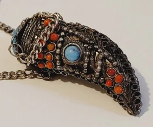Vintage verziertes Parfüm Giftgefäß Urne Anhänger Halskette - Bild 1 von 7