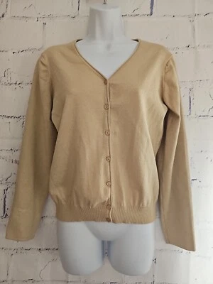Cárdigan suéter Talbots dorado brillante medio elástico cuello en V manga larga Foto 1 de 4