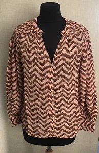 MANGO Damen Zickzack Bluse Gr. 8 Rosa Langarm V-Ausschnitt - Bild 1 von 6