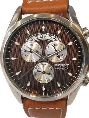 ESPRIT CHRONOGRAPH QUARTZ BROWN DIAL 5134 MEN'S FULL WORKING CONDITION VINTAGE - Image 1 of 4