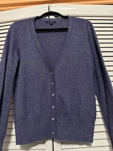 Banana Republic Pullover Damen lila Medium Metallic Knopfleiste Cardigan neu ohne Etikett - Bild 1 von 9