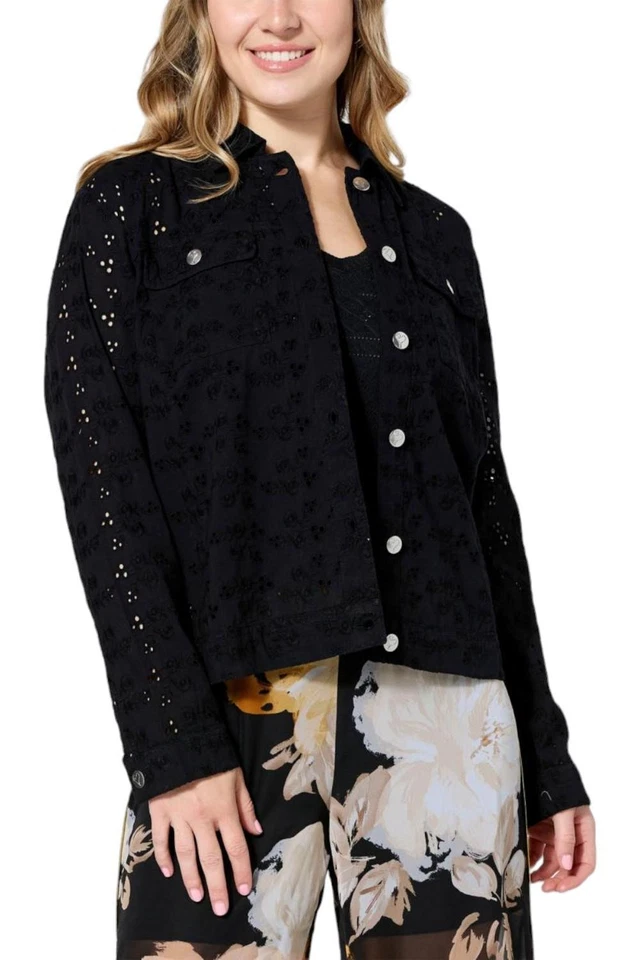 Chaqueta con ojales de algodón negra Colleen Lopez Foto 1 de 1