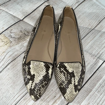 Mercanti Fiorentini Zapatos Mujer 7.5 Planos Piel Serpiente Mocasín Cuero Hecho en Italia Foto 1 de 4