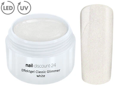 UV LED Effekt Gel GLIMMER WHITE Farb Color French Glitzer Glitter Nail Art Weiss - Bild 1 von 3