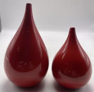 Takahashi Salt Pepper Shakers Teardrop Red Oxblood Vintage 1970s MCM Japan - Picture 1 of 11