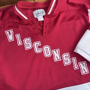 Vintage Wisconsin Badgers Hockey Jersey YOUTH SMALL Red Koronis Sports USA *SEE - Picture 1 of 9