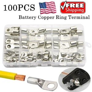 100X Car Copper Ring Terminals Wire Crimp Connector Bare Cable Battery Terminals - Bild 1 von 12