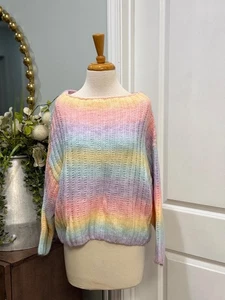 Womens Peach Love Rainbow Sweater Size Medium - Picture 1 of 1