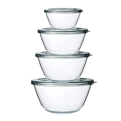 Glass Mixing Bowls with Lids, 4 Packs Glass Bowl Set, Nesting Bowls for Meal ... - Image 1 of 4