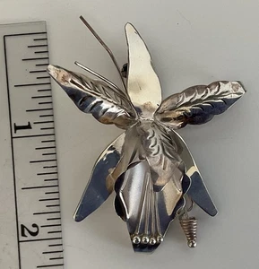 Broche broche flor orquídea plata esterlina .925 México vintage - Imagen 1 de 3