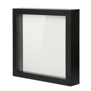 8x8 Schattenkasten Bilderrahmen mit Leinenbrett - tiefes Holz & Glas Vitrine... - Bild 1 von 9