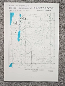 1973 Vintage Government Map of Jordan : Domestic Cattle Raising Areas - Picture 1 of 1