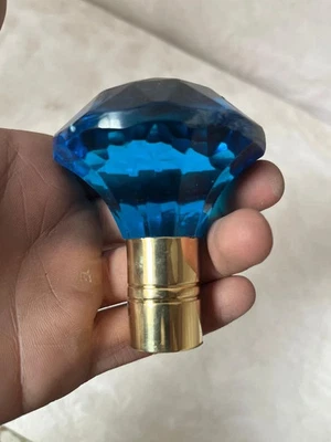 Novo design azul diamantes botão de vidro apenas alça para bengala de madeira - Imagem 1 de 4