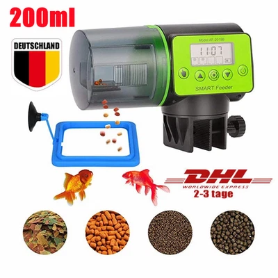 MARKENLOS Automatisierte Futterspender Fische Aquarium Futterautomat 200ml + Digital Timer