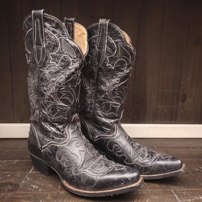 J.B. DILLON Size 8 B Goat Black Leather Point Toe Western Cowgirl Boots JBW2200 - Image 1 of 4