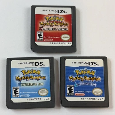 Ds Lote 3 Pokémon Misterio Mazmorras Exploradores Oscuridad Tiempo y Azul Rescate Foto 1 de 4