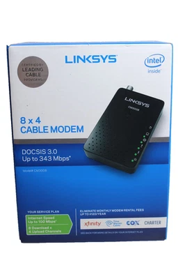 Linksys DOCSIS 3.0 CM3008 Cable Modem Bonded Channels New in Open Box 343Mbps - Image 1 of 4