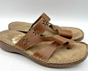 Naturalizer Women’s 8M Brown Leather Slip On Comfort Sandals Casual Shoes - Picture 1 of 9