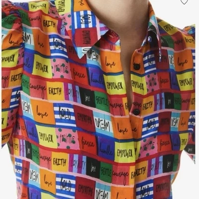 Блузка Alice + Olivia Willa шелковый топ размер XS с царапинами рукавами-затяжками на пуговицах - Изображение 1 из 4