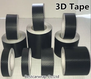 Black Textured 3D Carbon Fiber Vinyl Wrap Tape Film Sticker Self-adhesive Sheet - Picture 1 of 8