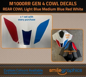 BMW S1000RR Rear Cowl Decals Gen 4 Gen4 2019-2024 - Red, Light Blue, Dark Blue - Foto 1 di 2